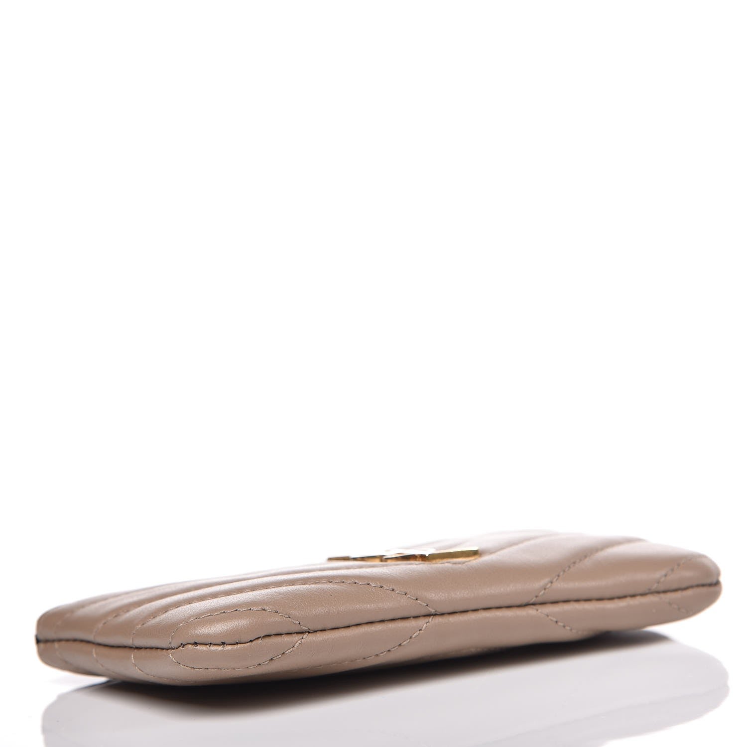 Saint Laurent Calfskin Matelasse Monogram Key Pouch Light Taupe 4 of 7