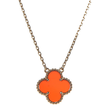 Van Cleef & Arpels 18K Yellow Gold Carnelian Vintage Alhambra Pendant Necklace 4 of 8