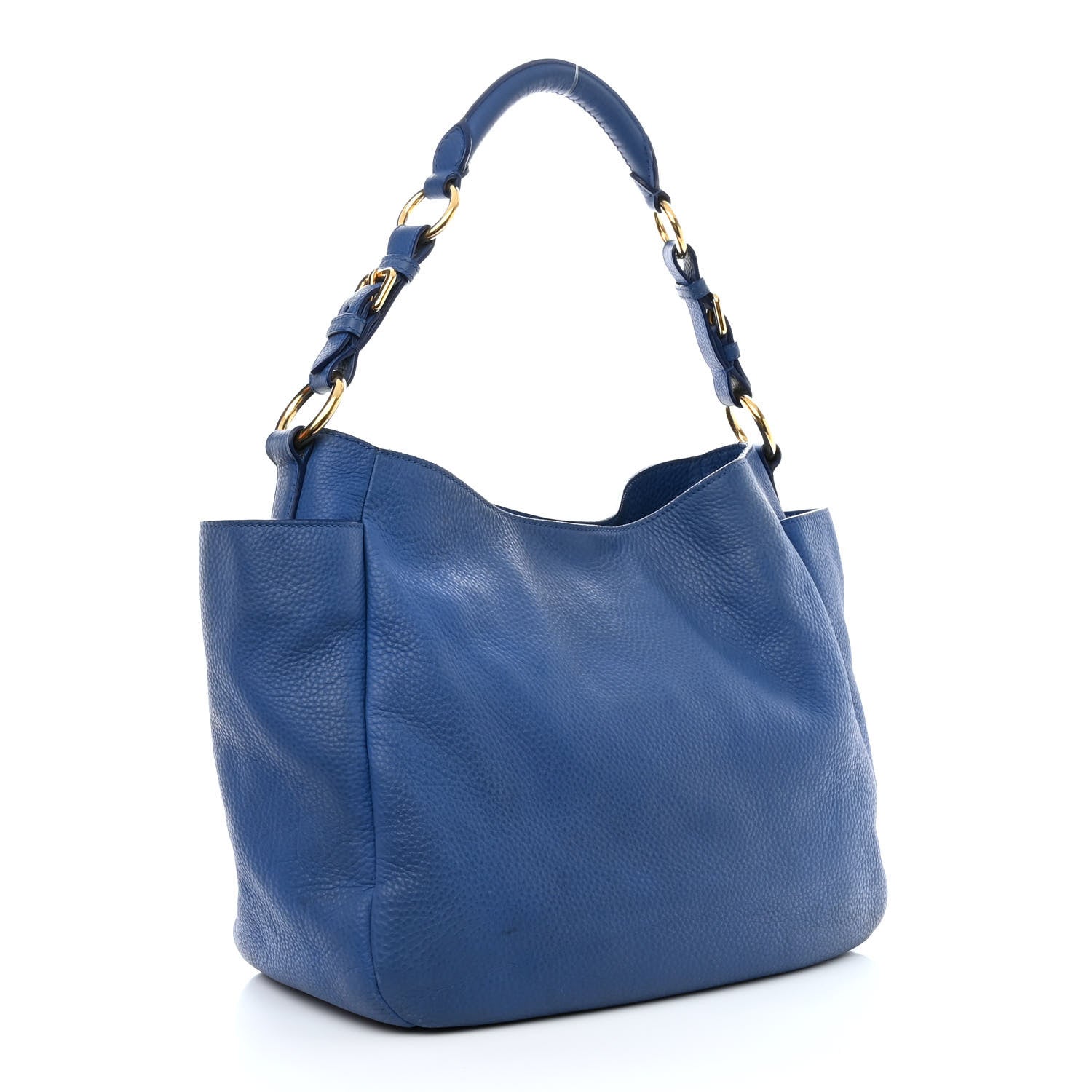 Prada Vitello Daino Side Pocket Hobo Azzurro 3 of 17
