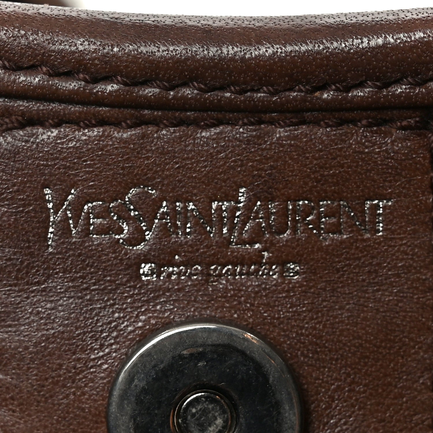 Saint Laurent Calfskin Wood Embellished Mombasa Hobo Brown 6 of 10
