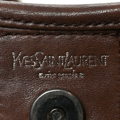 Saint Laurent Calfskin Wood Embellished Mombasa Hobo Brown 6 of 10