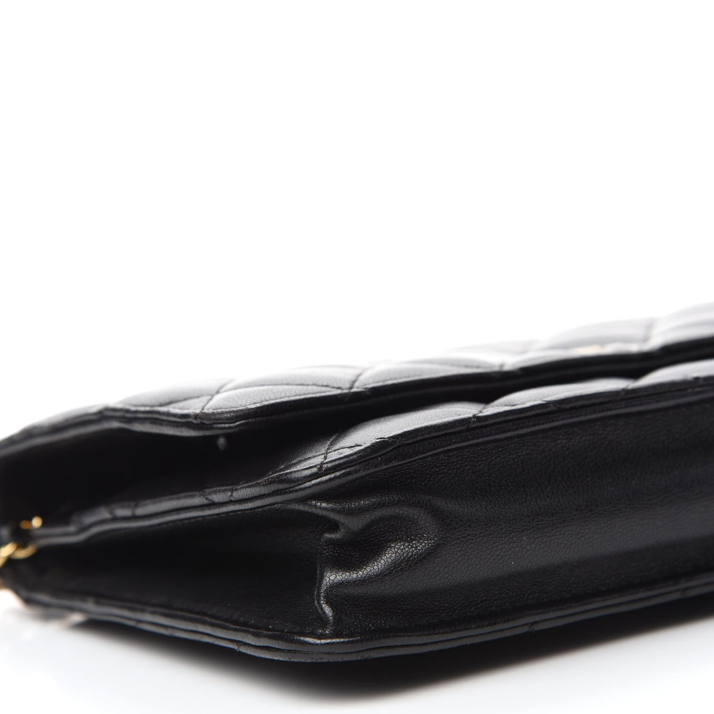 Lambskin Quilted Wallet On Chain WOC Black
