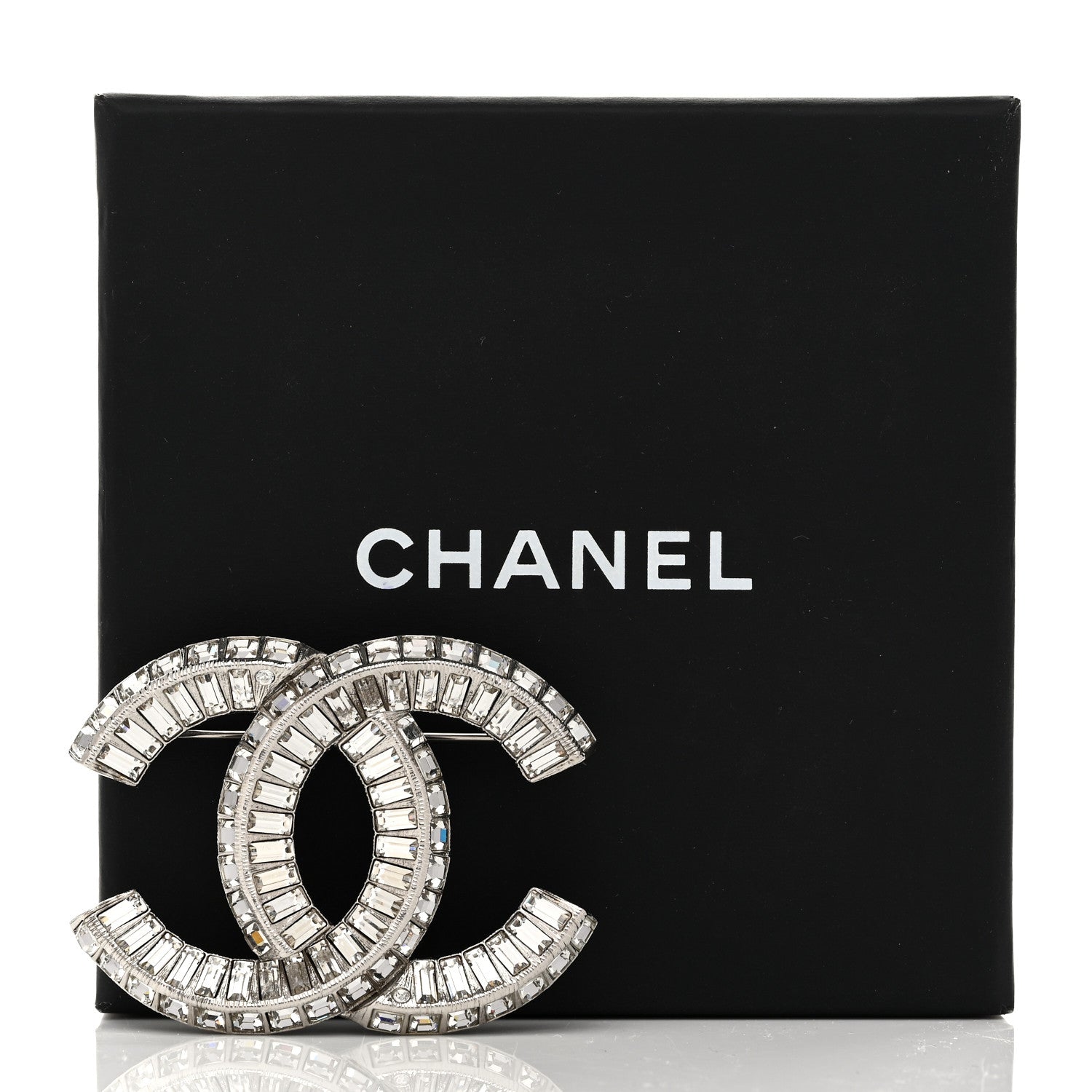 Chanel Baguette Crystal CC Brooch Silver 4 of 4