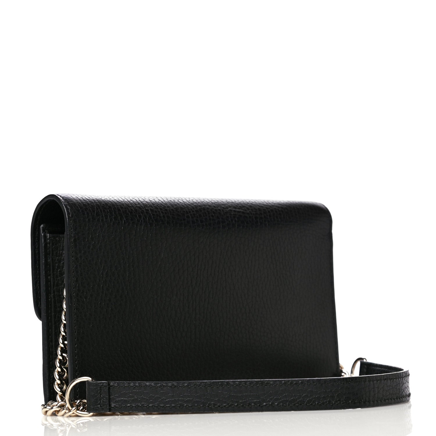 Gucci Dollar Calfskin Interlocking G Chain Wallet Black 3 of 19