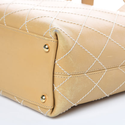 Chanel Calfskin Contrast Stitch Surpique Tote Beige 8 of 22