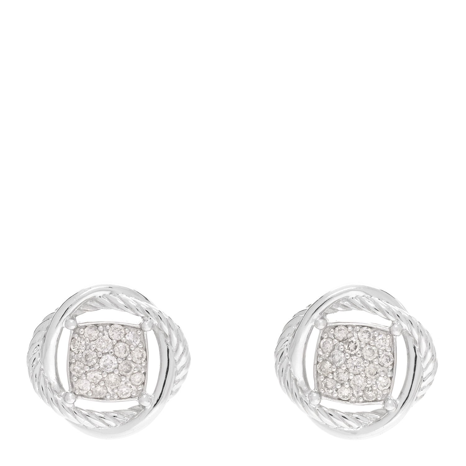 David Yurman Sterling Silver Diamond 13mm Infinity Earrings 1 of 5