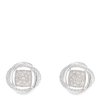 David Yurman Sterling Silver Diamond 13mm Infinity Earrings 1 of 5