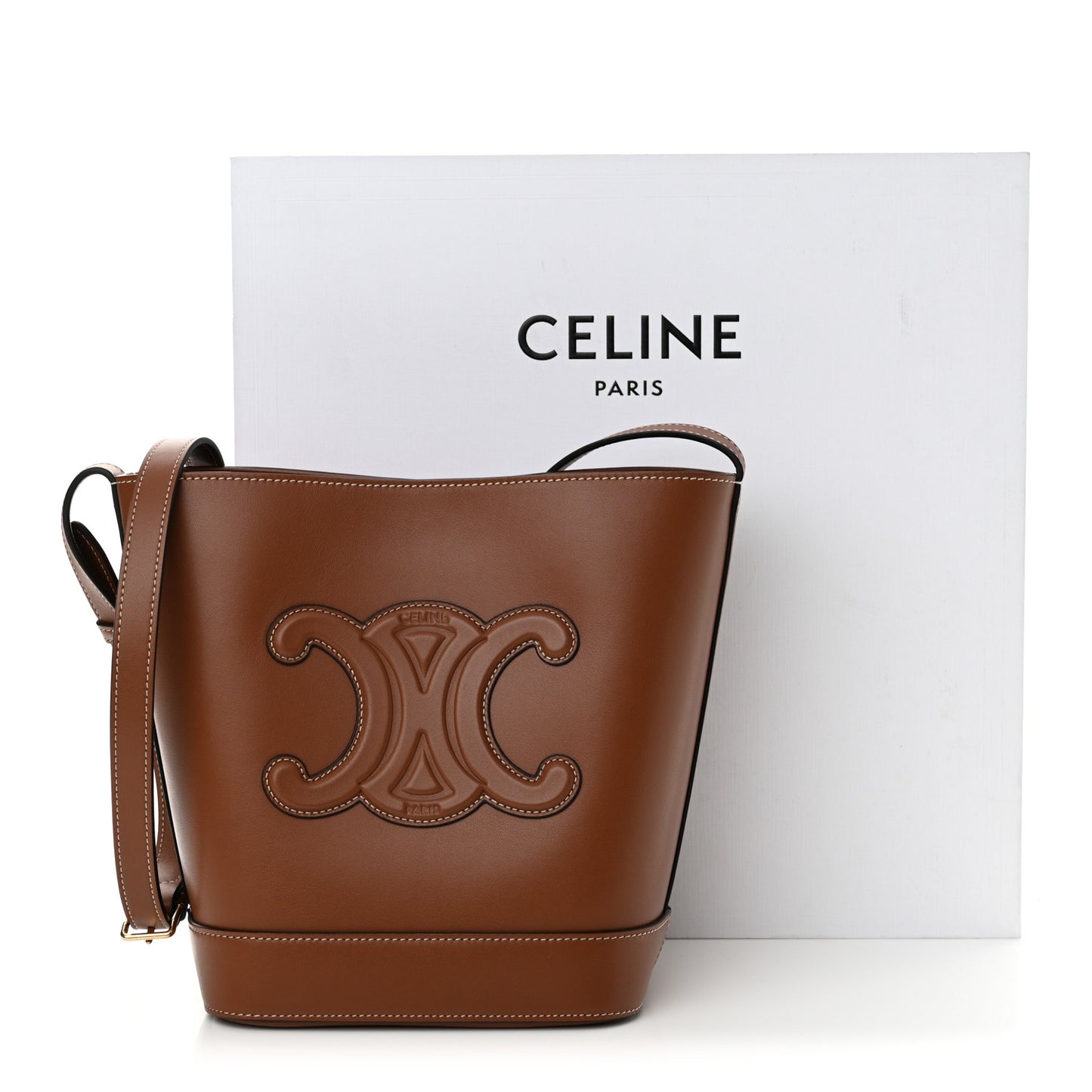 Smooth Calfskin Small Cuir Triomphe Bucket Bag Tan