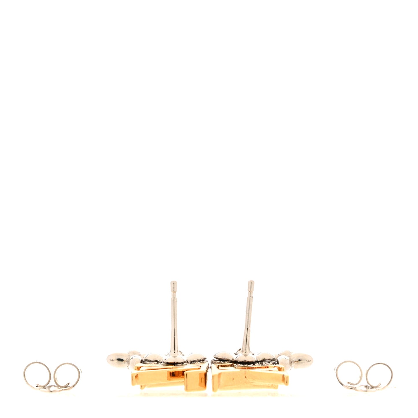 Metal Crystal LV Grams Earrings Gold Silver