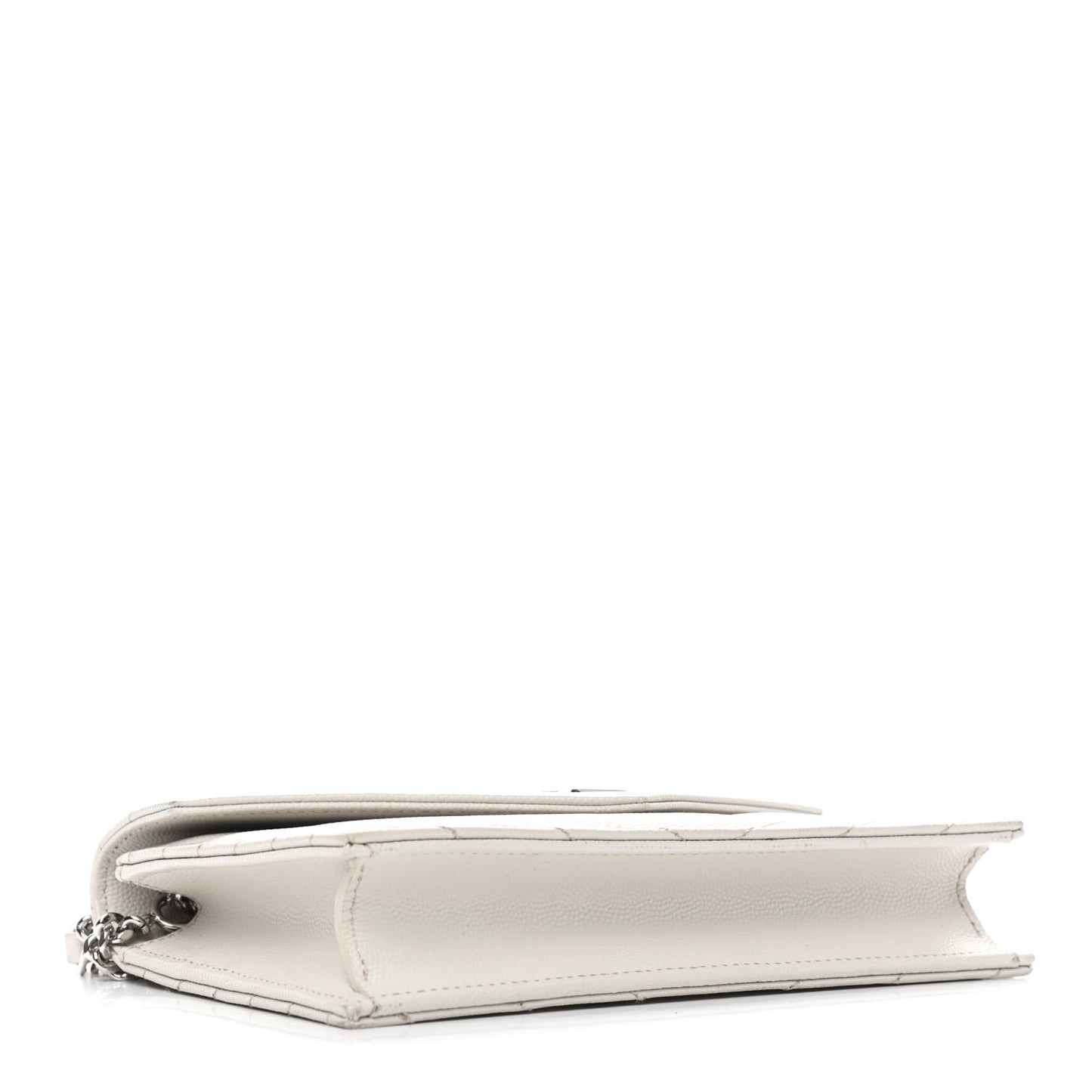Grain De Poudre Matelasse Chevron Monogram Envelope Chain Wallet Optical White