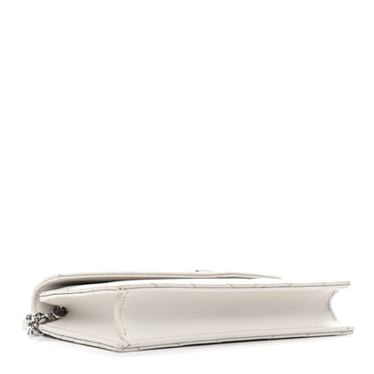 Saint Laurent Grain De Poudre Matelasse Chevron Monogram Envelope Chain Wallet Optical White 3 of 7