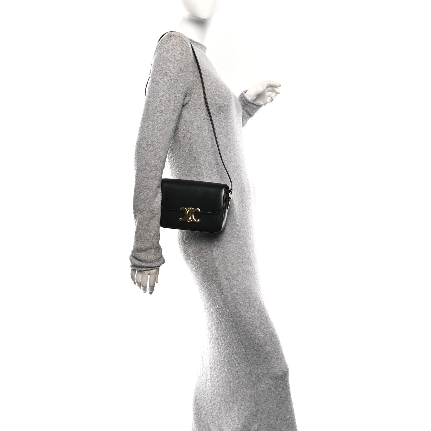 Celine Shiny Calfskin Teen Triomphe Black 2 of 9