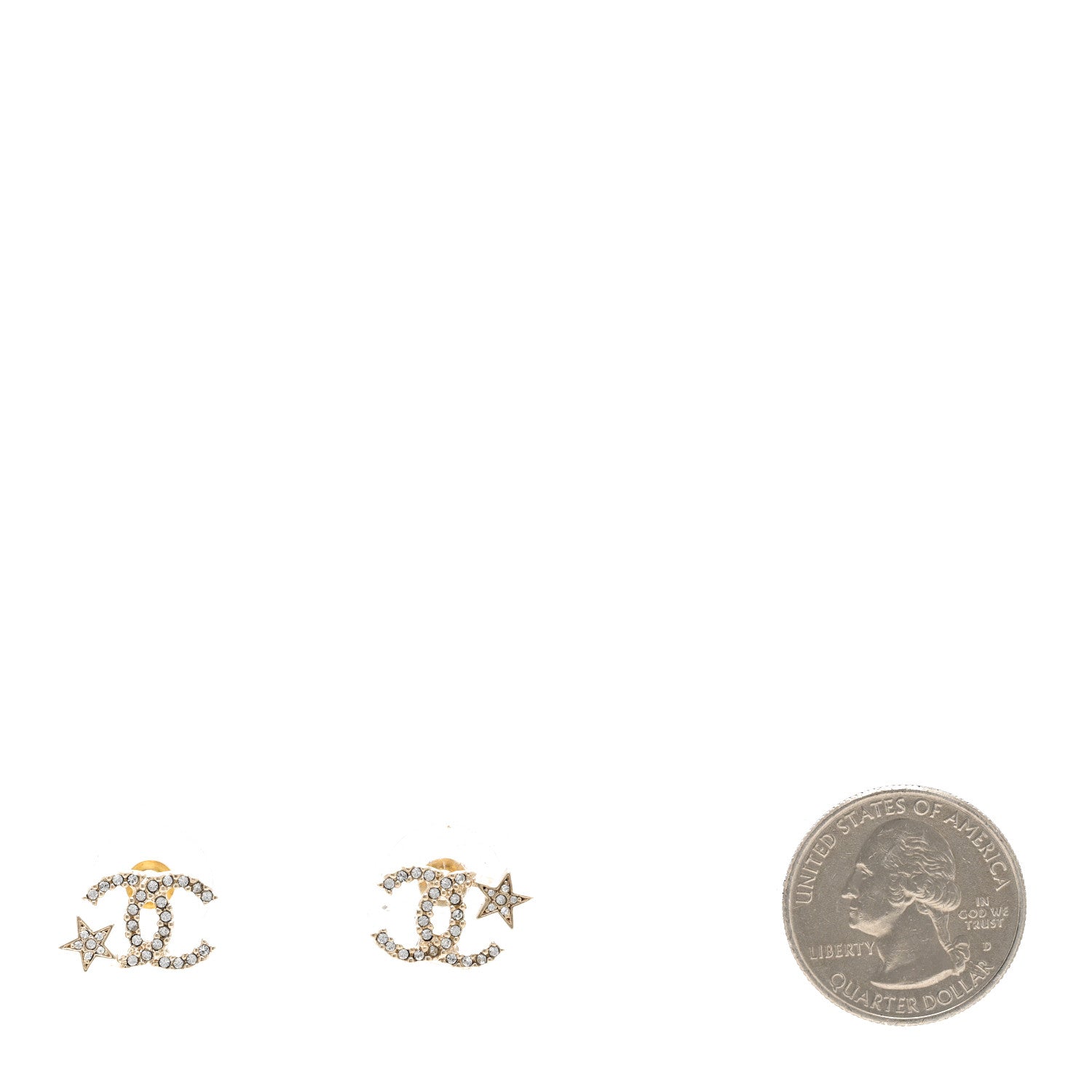 Chanel Crystal CC Starfall Earrings Gold 2 of 5