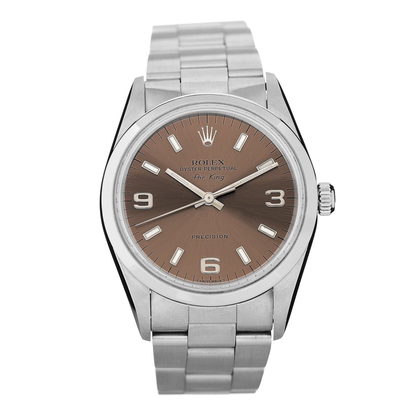 Stainless Steel 34mm Air-King Oyster Perpetual Precision Watch Brown 14000