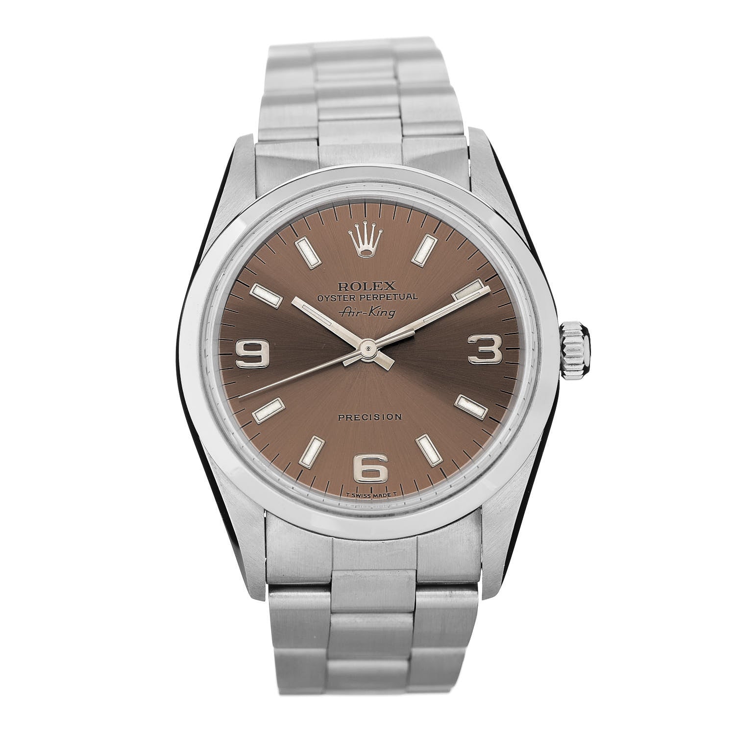 Rolex Stainless Steel 34mm Air-King Oyster Perpetual Precision Watch Brown 14000 1 of 5