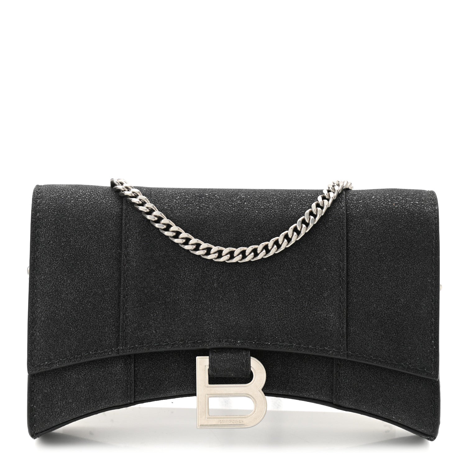 Balenciaga Sparkling Fabric XS Hourglass Wallet On Chain Black 1 of 12
