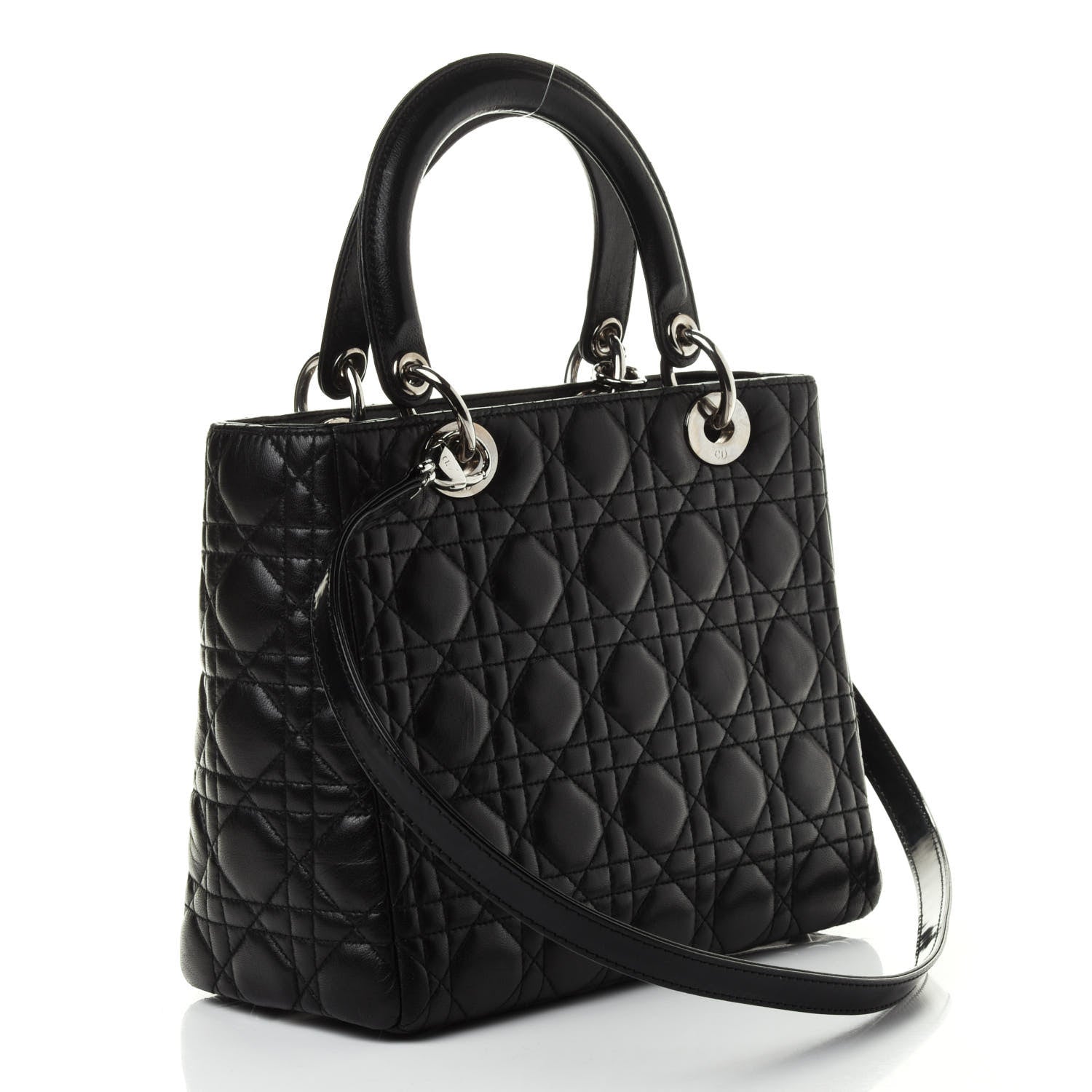Christian Dior Lambskin Cannage Medium Lady Dior Black 2 of 4