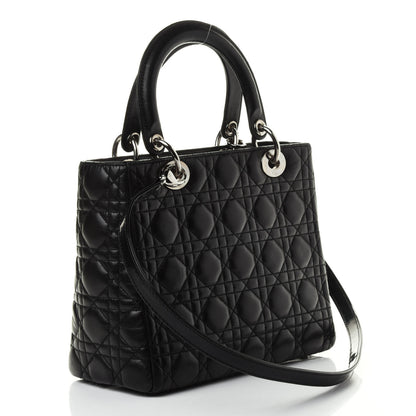 Christian Dior Lambskin Cannage Medium Lady Dior Black 2 of 4
