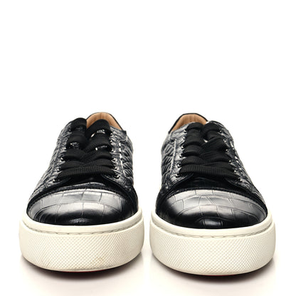 Christian Louboutin Calfskin Alligator Embossed Vieirissima Orlato Flat Sneakers 39 Black 2 of 11