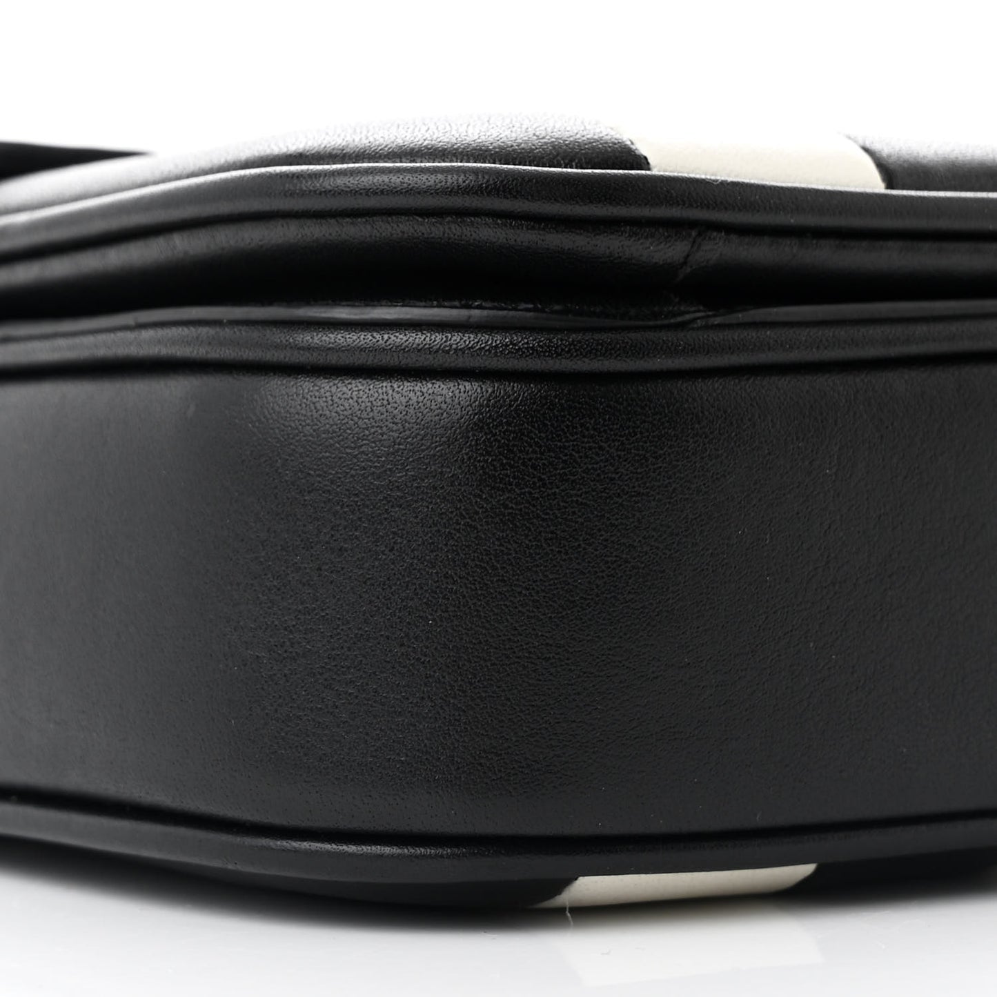 Shiny Calfskin Stripes Small C Bag Black