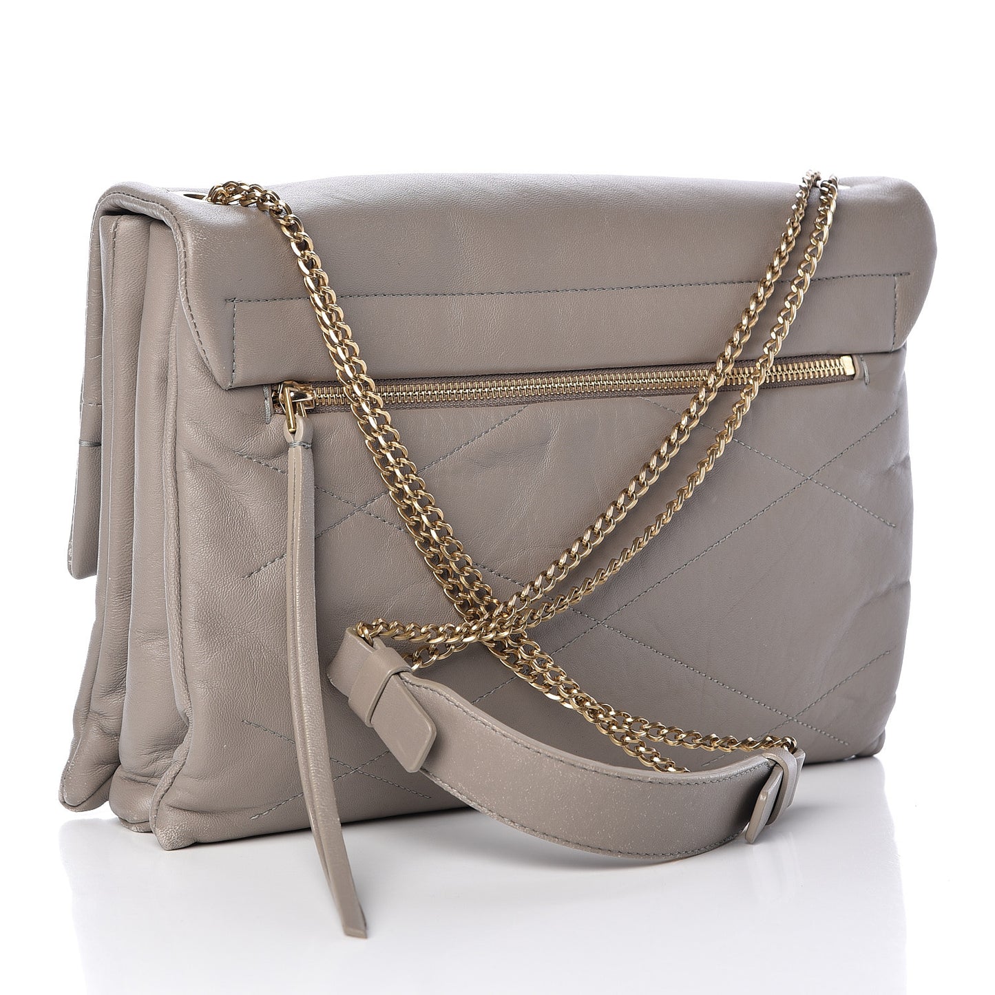Lambskin Quilted Medium Sugar Flap Shoulder Bag Grey