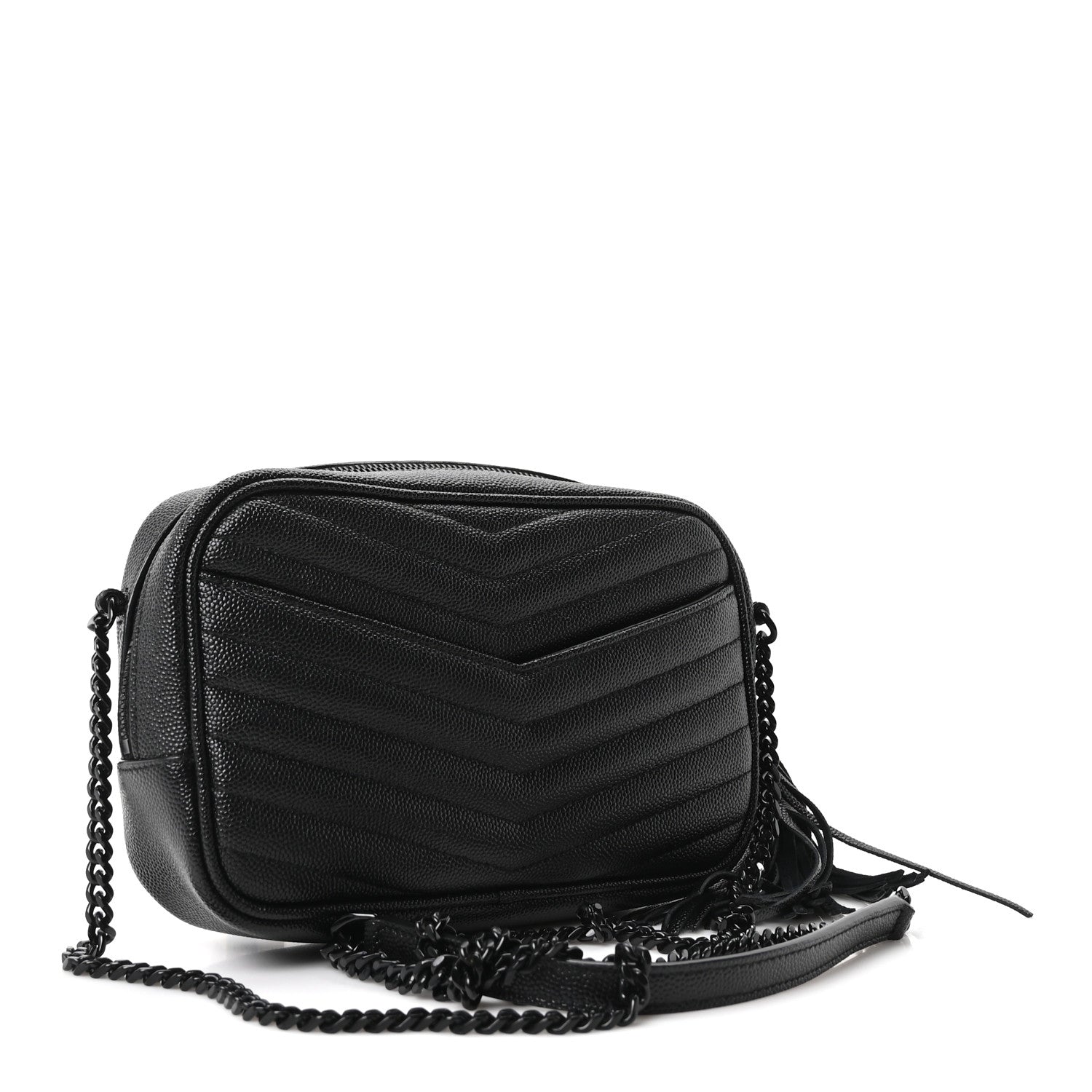Saint Laurent Grain De Poudre Matelasse Monochrome Monogram Mini Lou Camera Bag Black 3 of 11