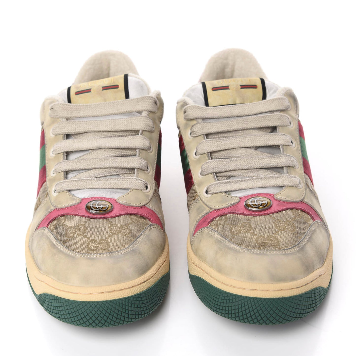 GG Monogram Calfskin Web Mens Screener Sneakers 9 New Sand Dusty Milk Pink
