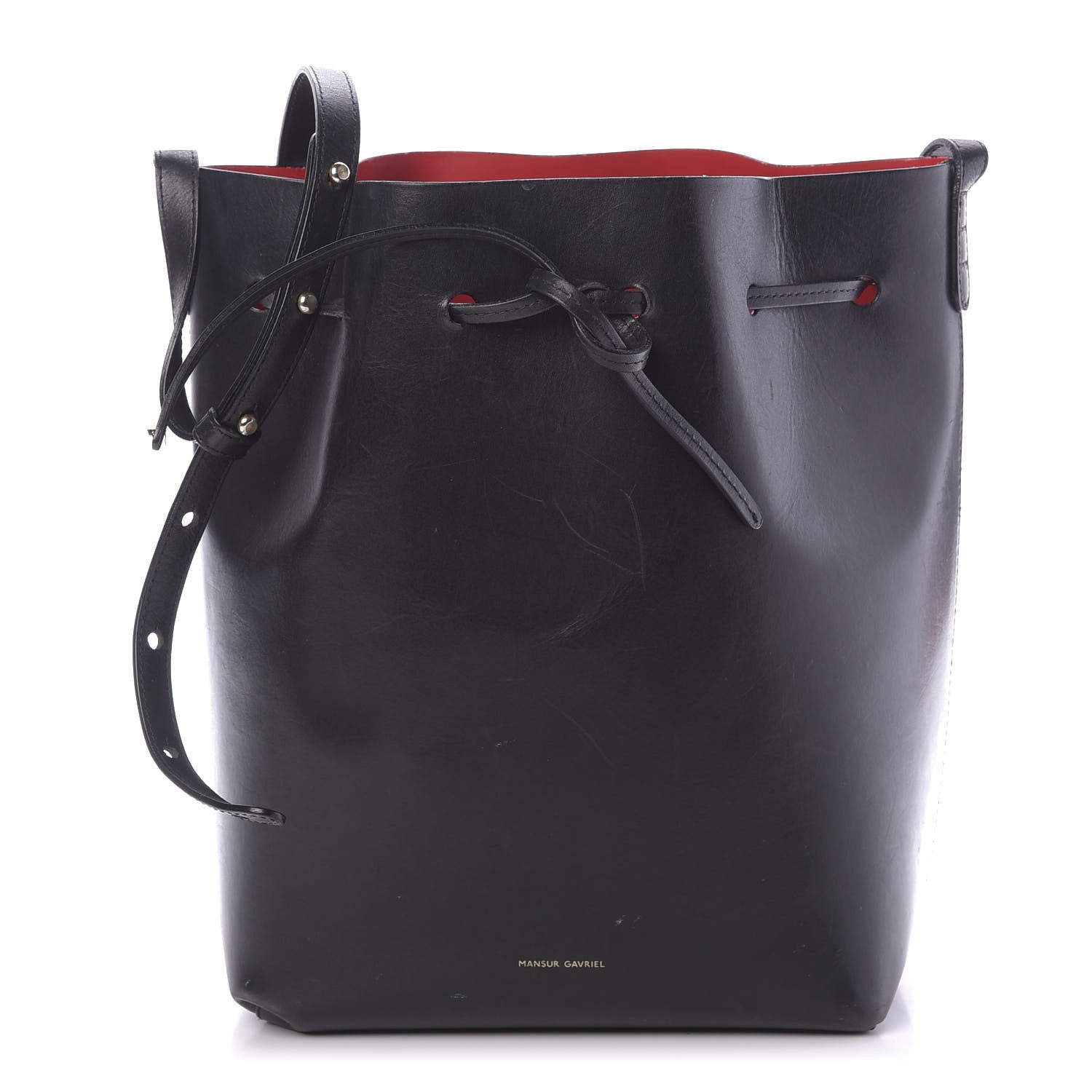Mansur Gavriel Vegetable Tanned Calfskin Bucket Bag Black Flamma 1 of 18