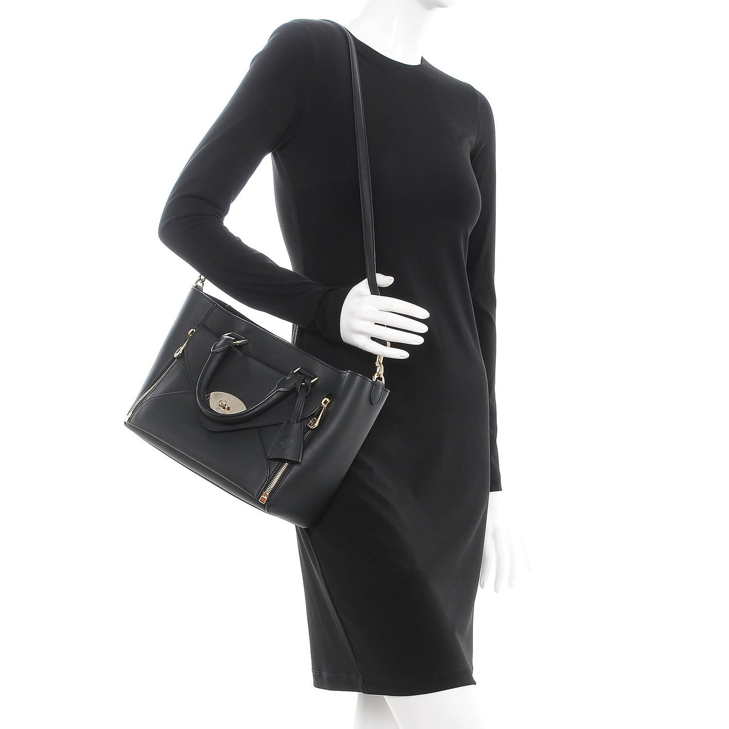 Silky Calf Small Willow Tote Black