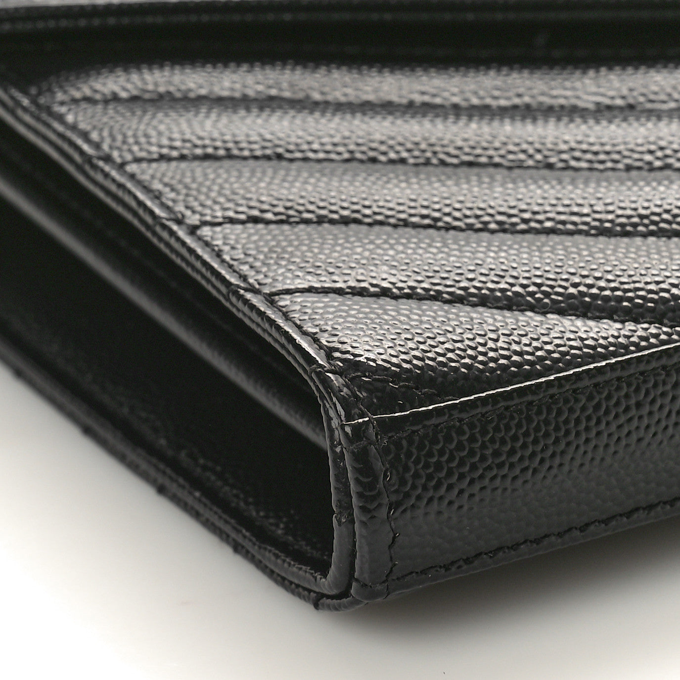 Saint Laurent Grain De Poudre Matelasse Chevron Monogram Chain Wallet Black 8 of 9