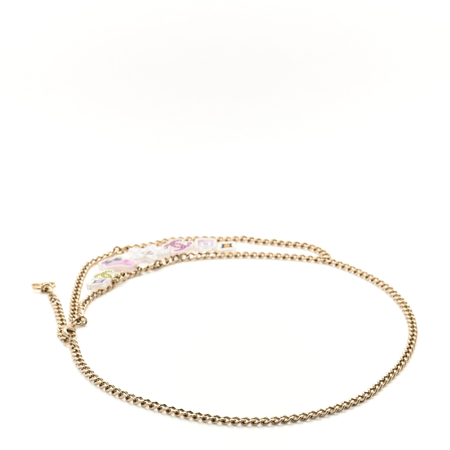 Chanel Metal Resin Crystal CC Charm Belt Gold 2 of 3