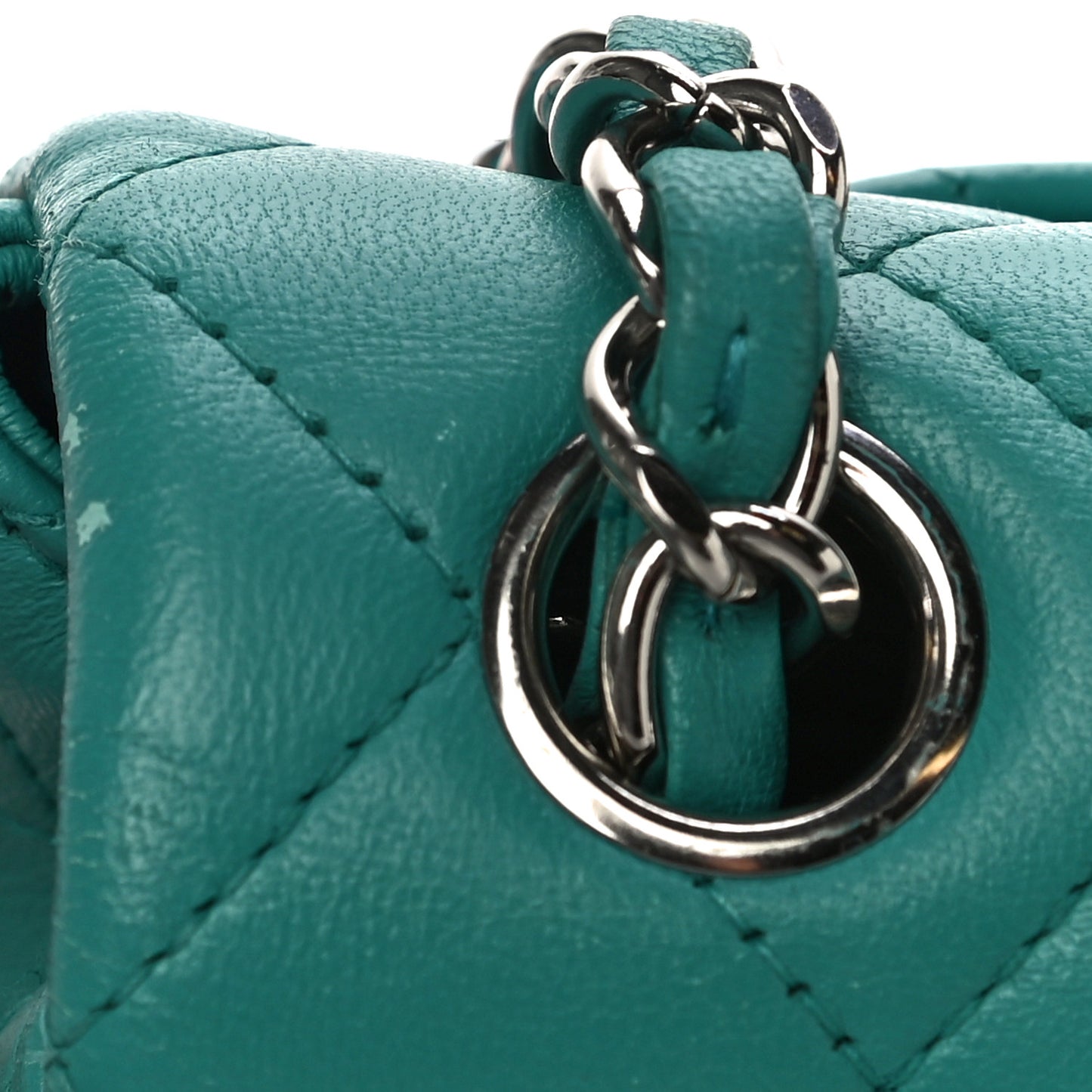 Lambskin Quilted Mini Rectangular Flap Turquoise