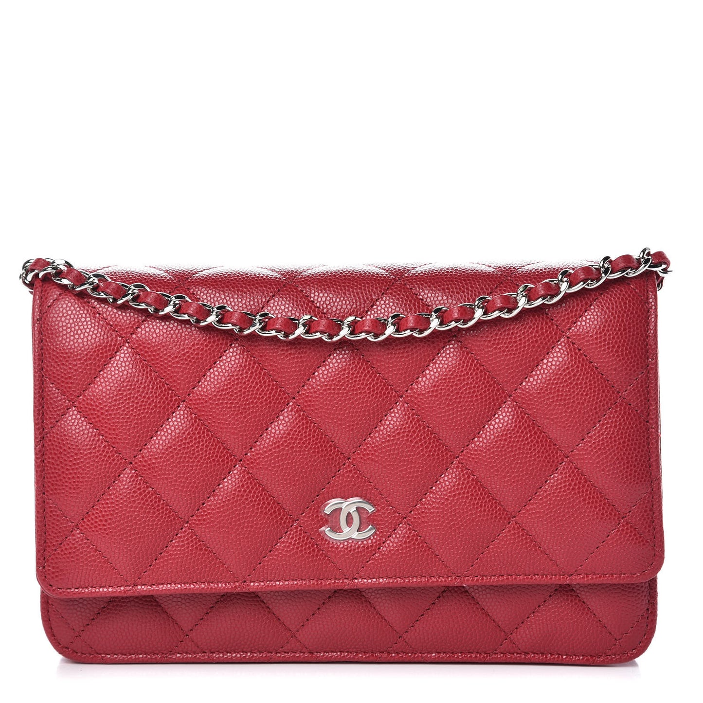 Caviar Quilted Wallet on Chain WOC Pink