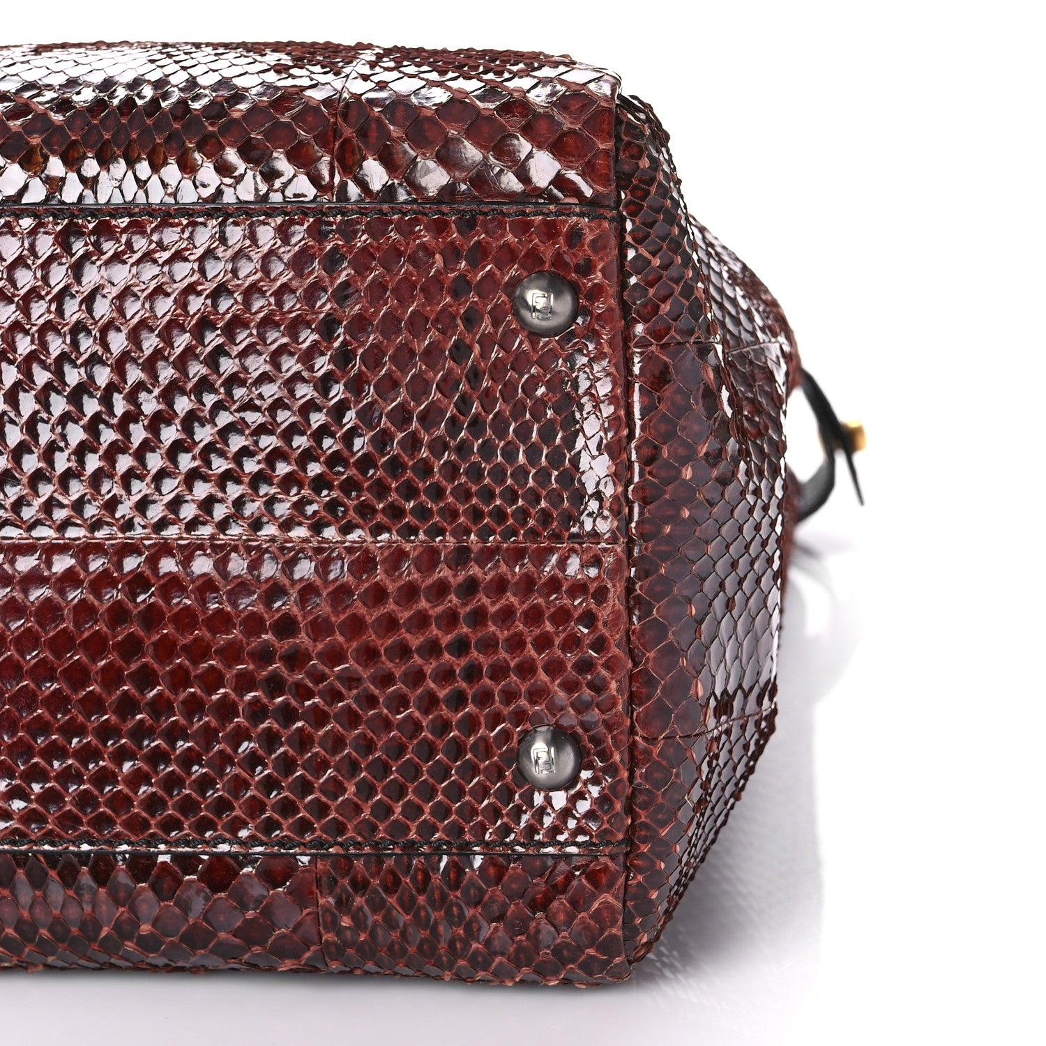 Fendi Snakeskin Medium Peekaboo Iconic Satchel Burgundy 9 of 16