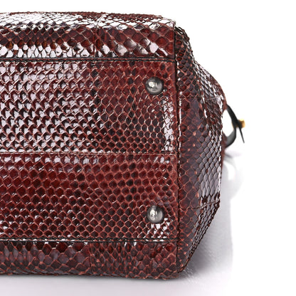 Fendi Snakeskin Medium Peekaboo Iconic Satchel Burgundy 9 of 16