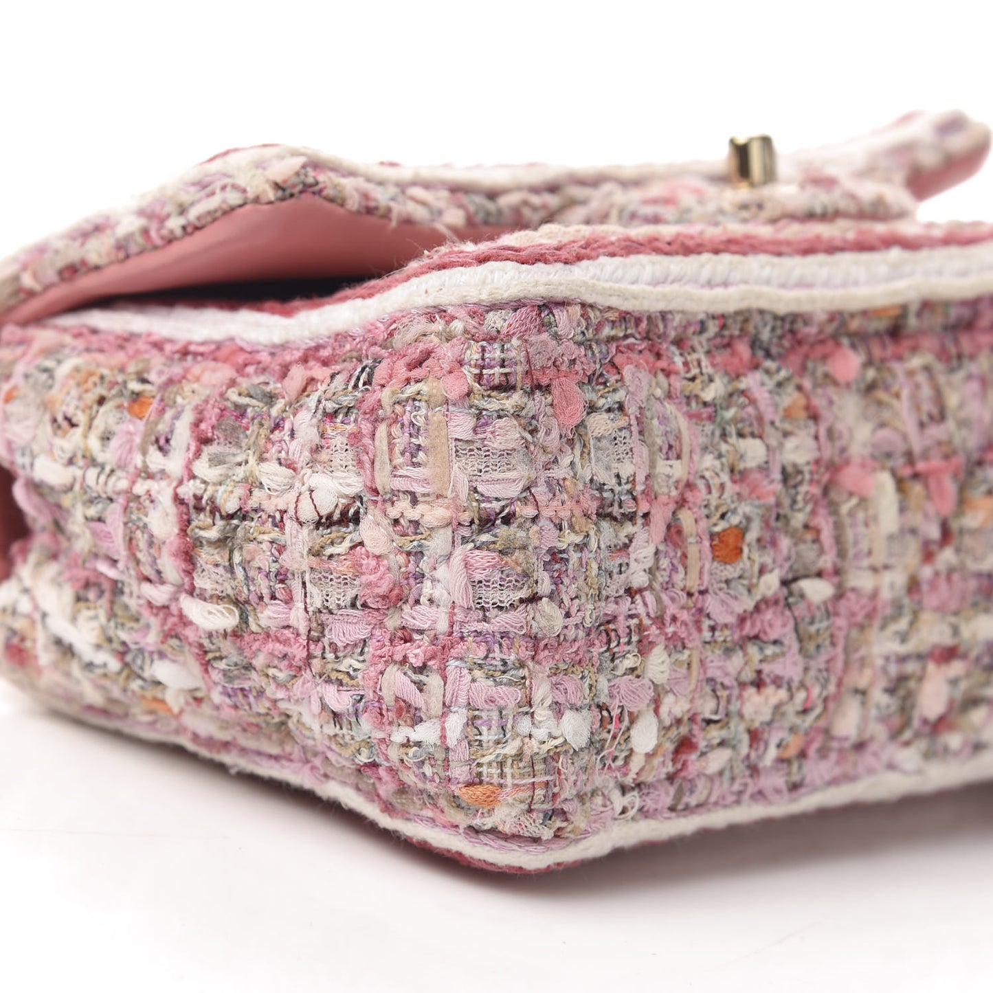 Tweed Braid Mini Flap White Pink