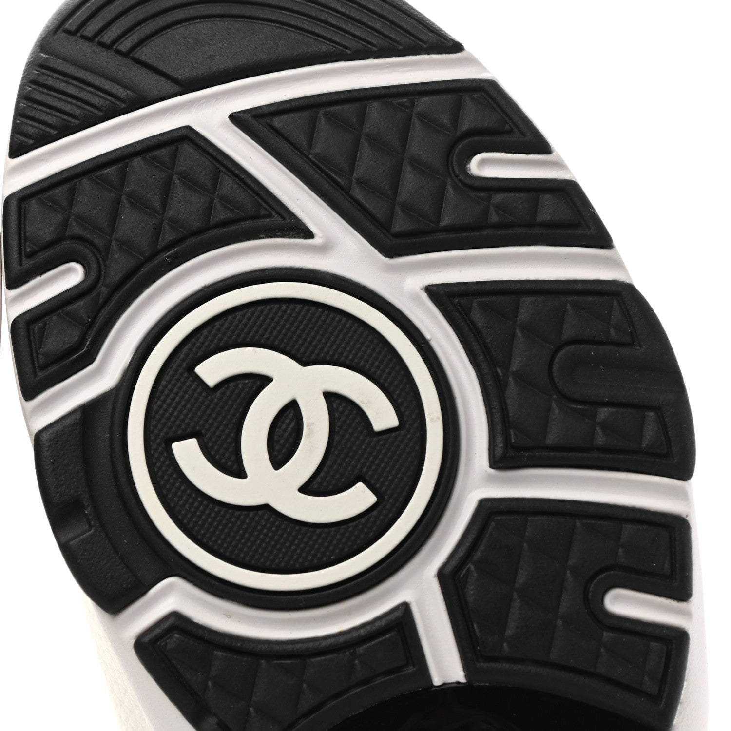 Chanel Mesh Suede Calfskin Grained Calfskin Womens CC Sneakers 40.5 White Black 6 of 9