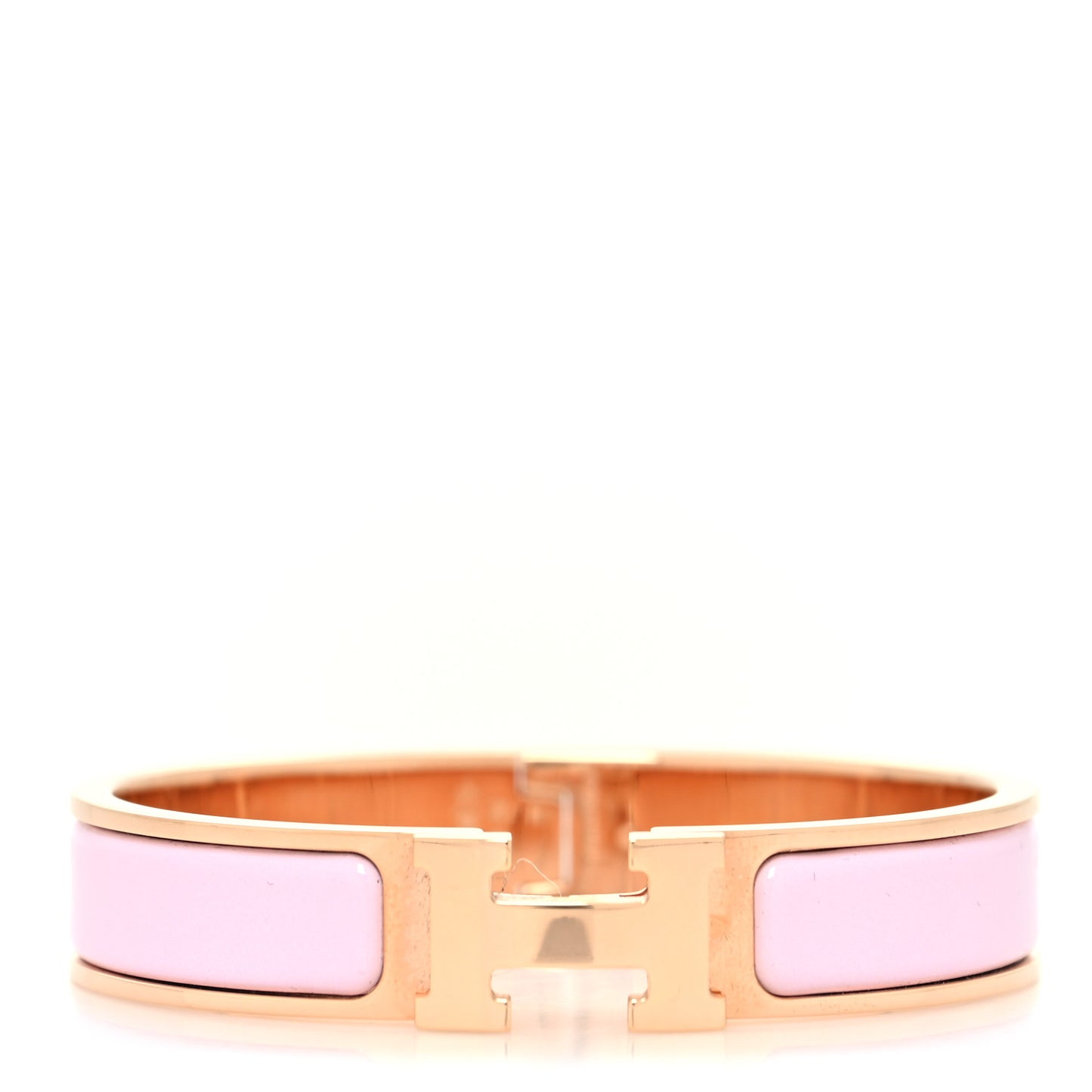 Enamel Narrow Clic Clac H Bracelet GM Rose Dragee