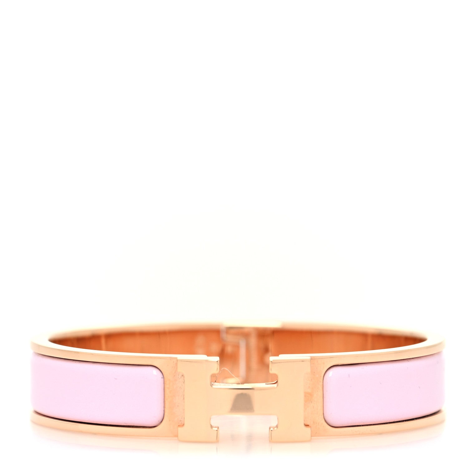 Hermes Enamel Narrow Clic Clac H Bracelet GM Rose Dragee 1 of 5