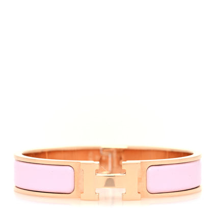 Hermes Enamel Narrow Clic Clac H Bracelet GM Rose Dragee 1 of 5