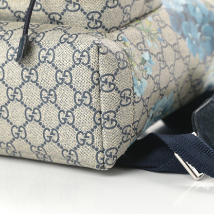 Gucci GG Supreme Monogram Blooms Small Single Buckle Backpack Beige Blue Navy 11 of 12