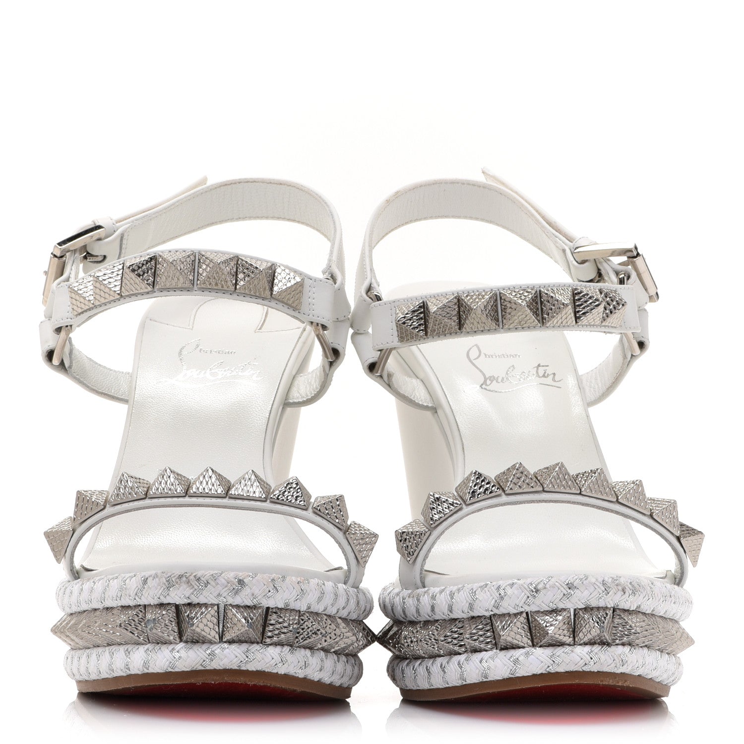 Christian Louboutin Nappa Pyraclou 110 Wedge Sandals 38 White 2 of 16