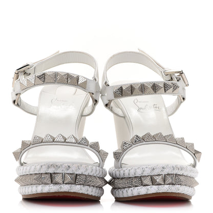 Christian Louboutin Nappa Pyraclou 110 Wedge Sandals 38 White 2 of 16