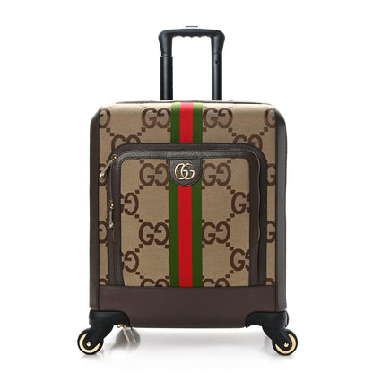 Gucci Monogram Jumbo GG Textured Dollar Calfskin Web Small Savoy Cabin Trolley Camel Ebony New Acero 1 of 8