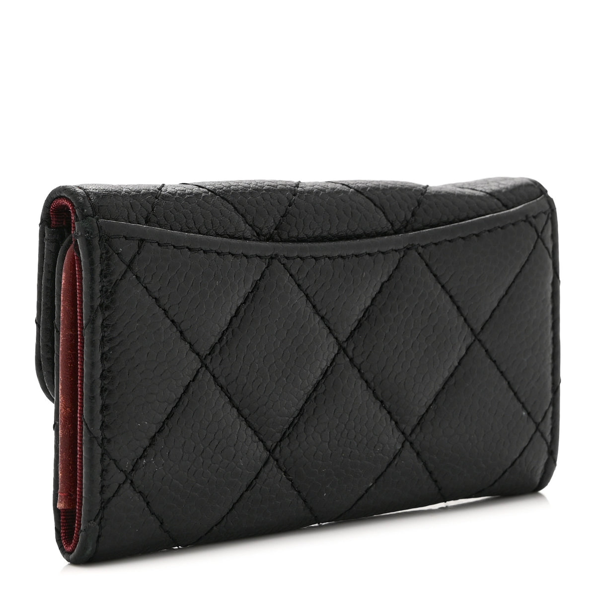 Caviar Quilted 6 Key Holder Black