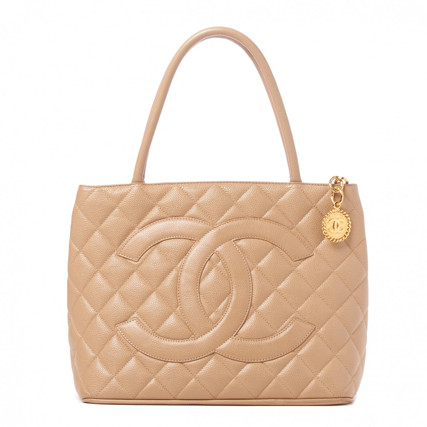 Caviar Quilted Medallion Tote Beige