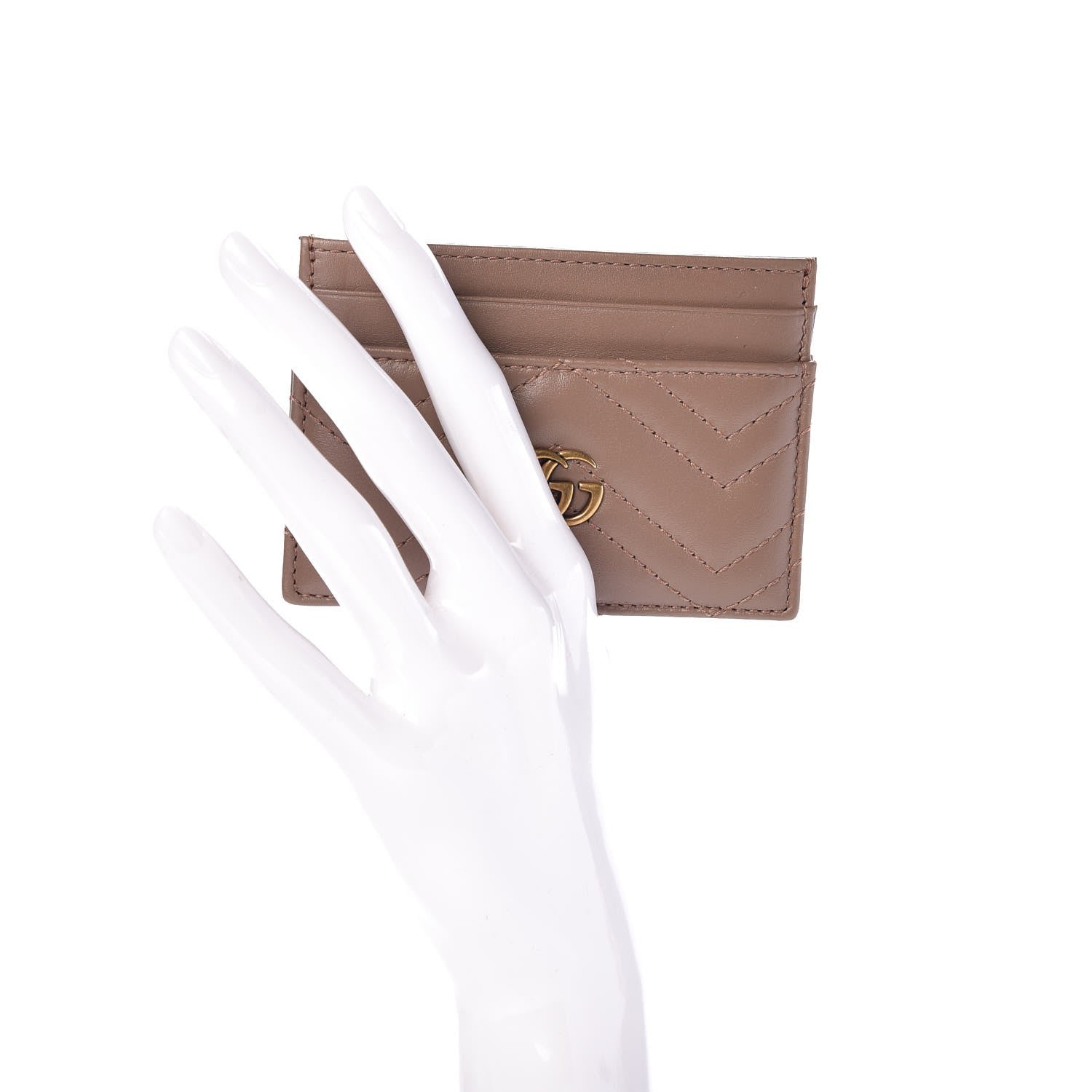 Gucci Calfskin Matelasse GG Marmont Card Holder Porcelain Rose 2 of 7