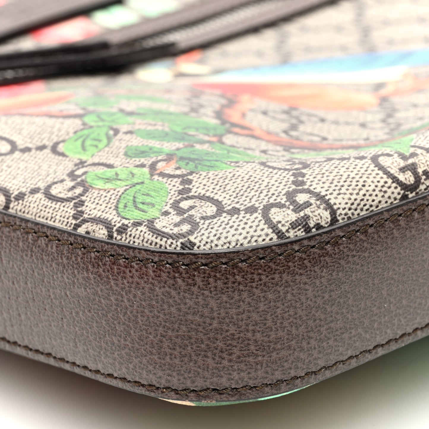 GG Supreme Monogram Tian Web Medium Flat Messenger Beige Multicolor New Acero