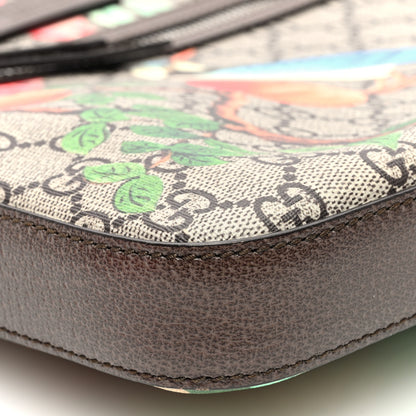 Gucci GG Supreme Monogram Tian Web Medium Flat Messenger Beige Multicolor New Acero 9 of 10