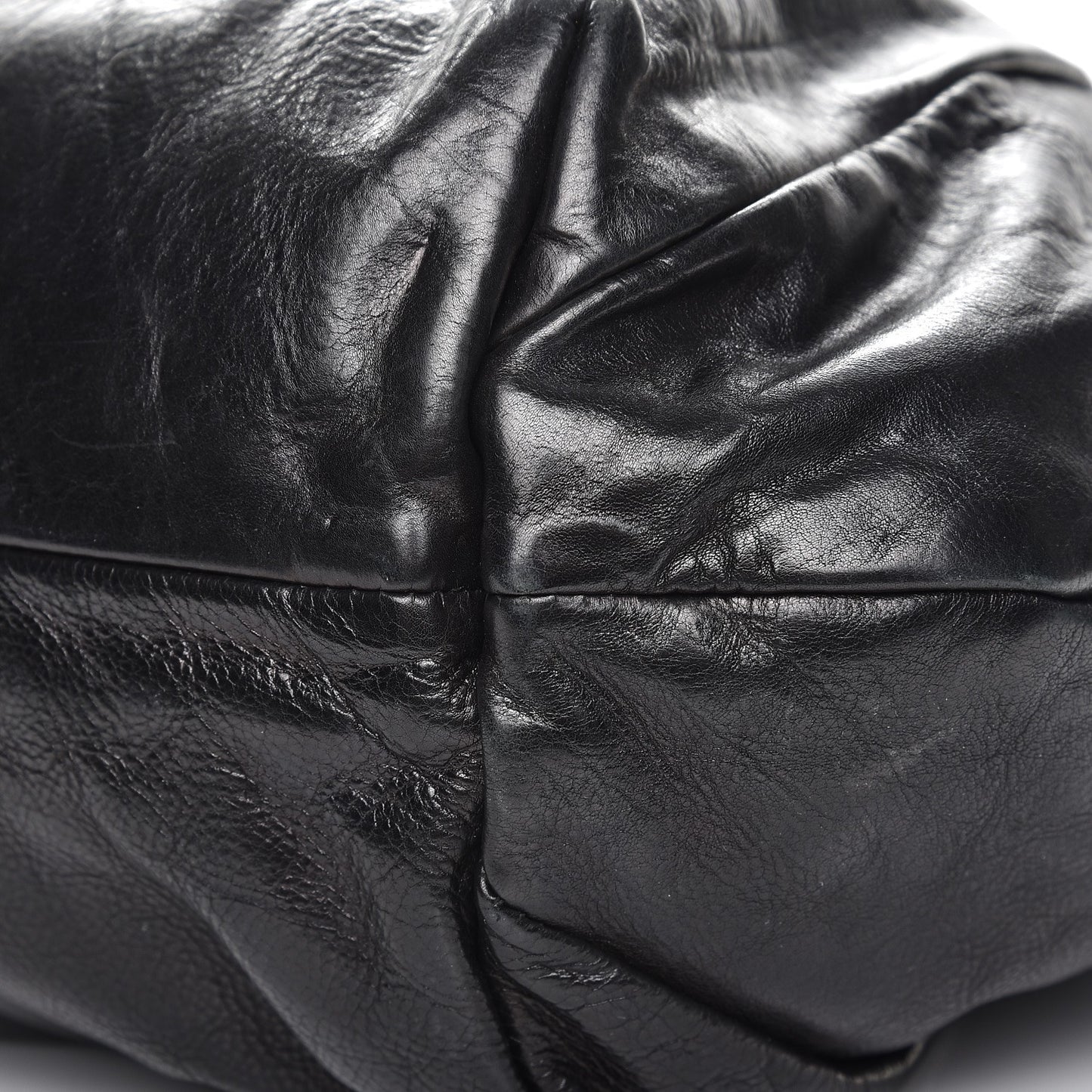 Soft Calf Pleated Shoulder Bag Nero Black